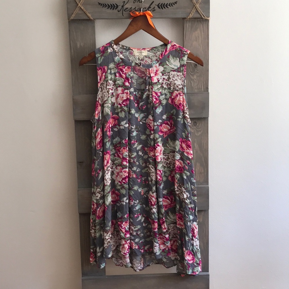 Umgee Sleeveless Hi-Low Tunic Dress